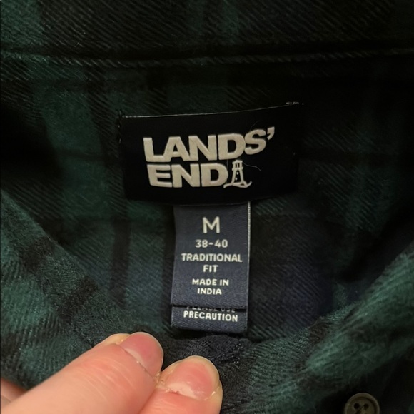 Lands' End Men's Green and Blue Plaid Shirt - Picture 2 of 4